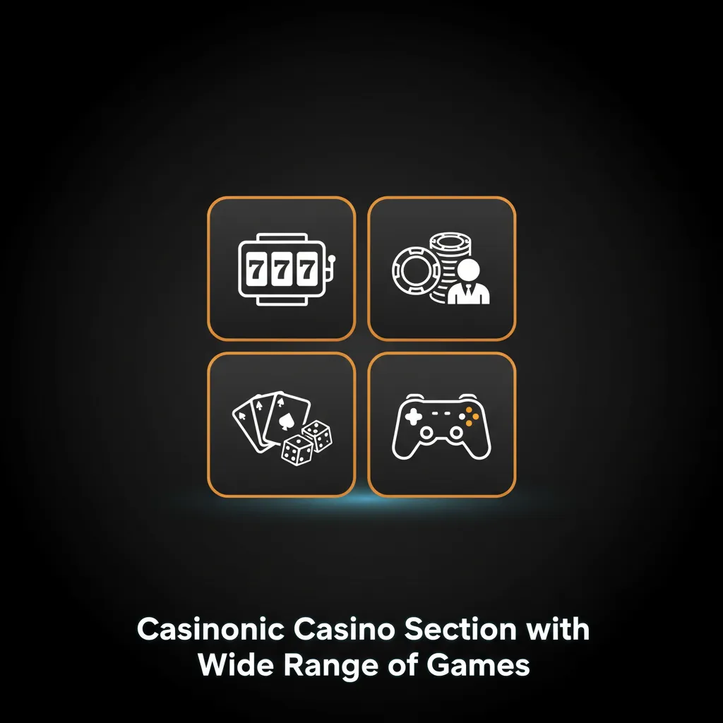 Casinonic mobile lobby with 3,000+ games: slots, jackpots, table games, video poker, scratch cards, keno; search and filters