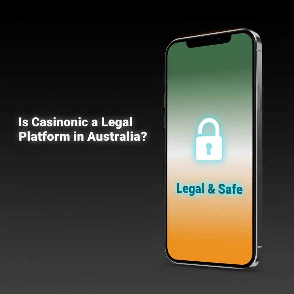 Infographic on Casinonic legality in Australia: 18+, international licence, audits, encryption, responsible gambling tools.