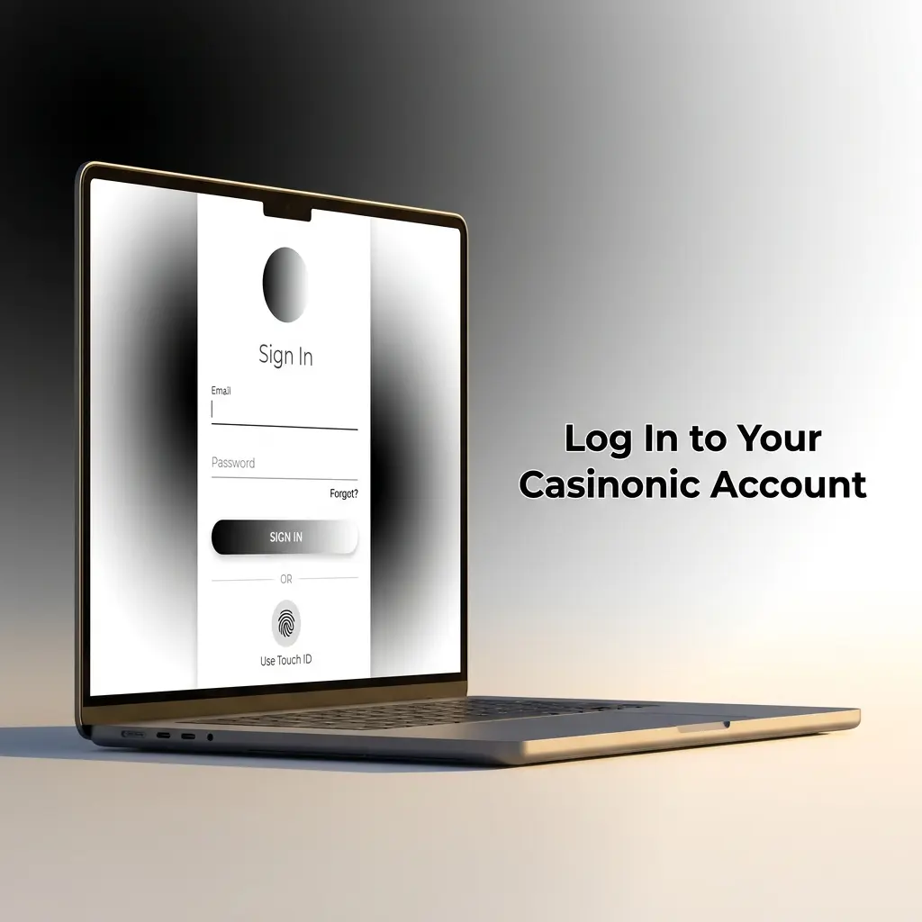 Casinonic login page showing sign-in form with email and password fields to access your casino account dashboard