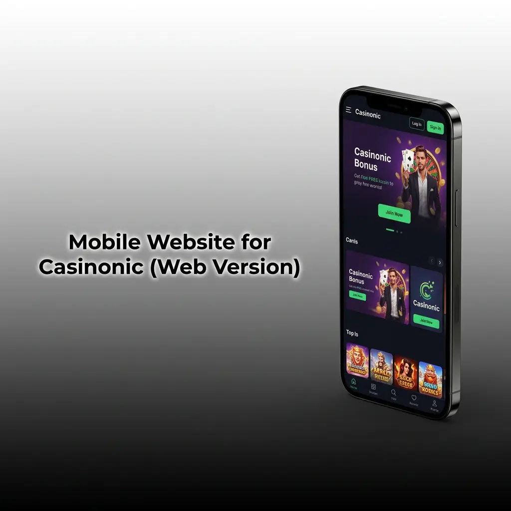 Casinonic mobile website on smartphone browser showing full casino game library with no download required