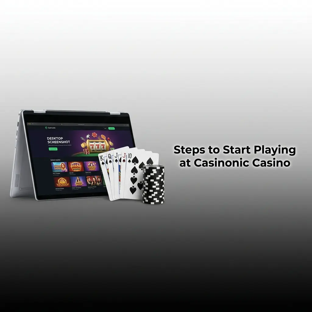 Steps to start playing at Casinonic Casino including registration, game lobby navigation, and bonus activation